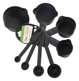 0106 Plastic Measuring Cups and Spoons (8 Pcs, Black)