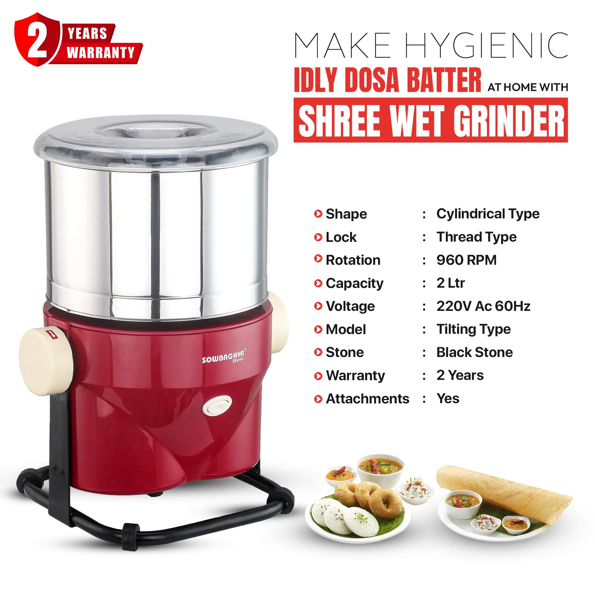 2 Ltr SHREE - Tilting Wet Grinder