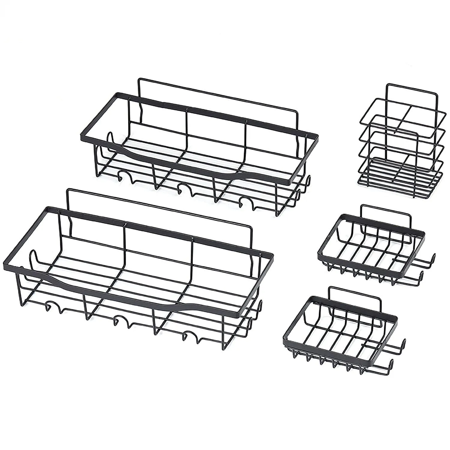 5-Pack: Shower Caddy Shelves with 18 Inbuilt Hooks