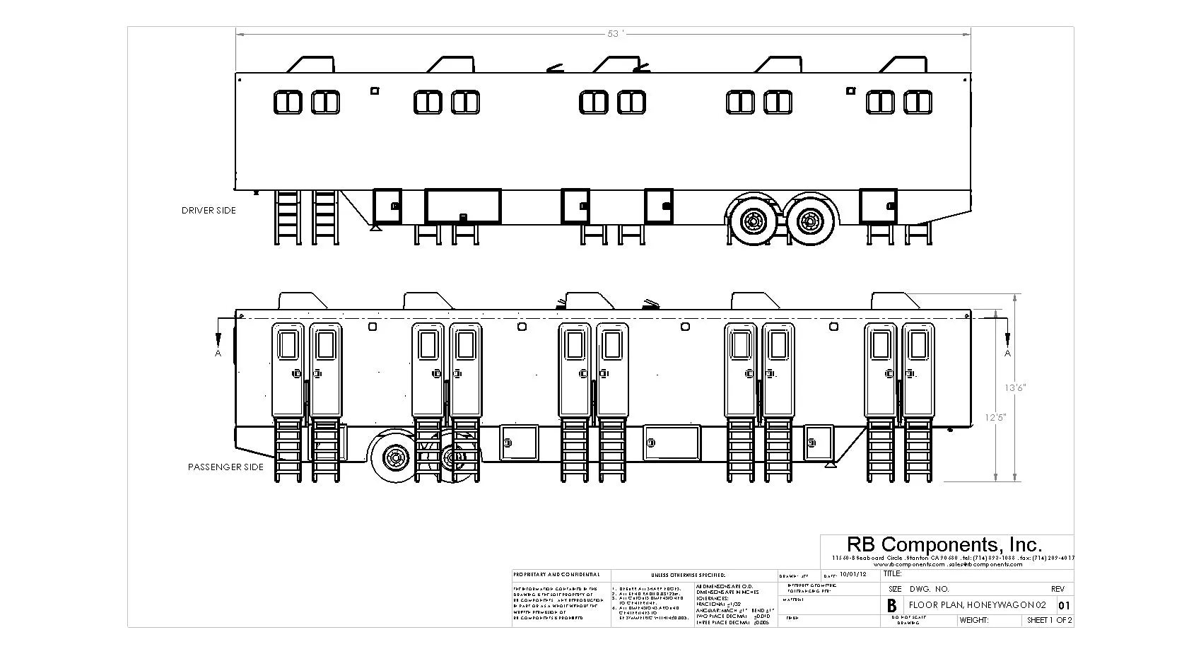 53' Honeywagon Trailer - 8 Room