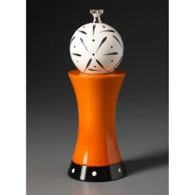 Alpha in Orange, White, and Black Wooden Salt or Pepper Mill Grinder, or Shaker by Robert Wilhelm of Raw Design