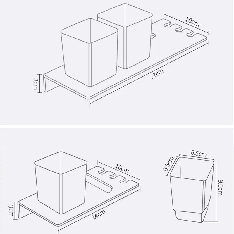 Aluminum Toothbrush Holder Wall Mounted Shelf Bath Accessories