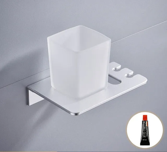 Aluminum Toothbrush Holder Wall Mounted Shelf Bath Accessories