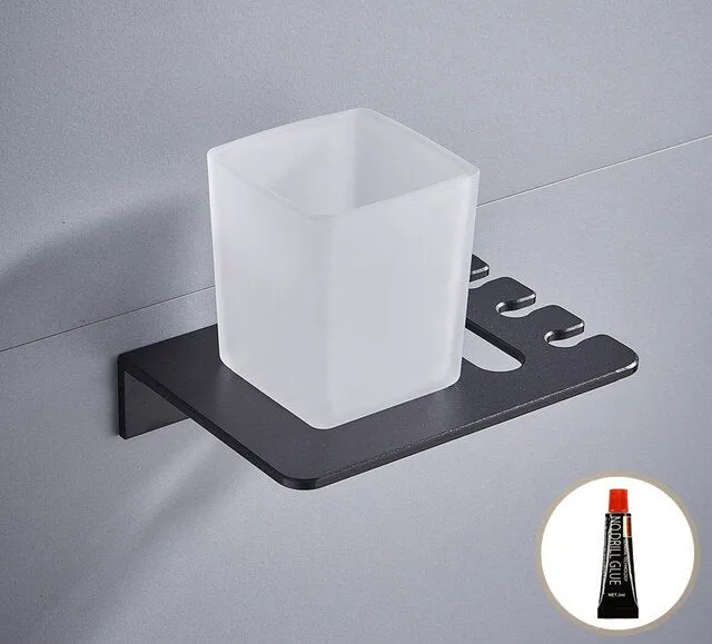 Aluminum Toothbrush Holder Wall Mounted Shelf Bath Accessories