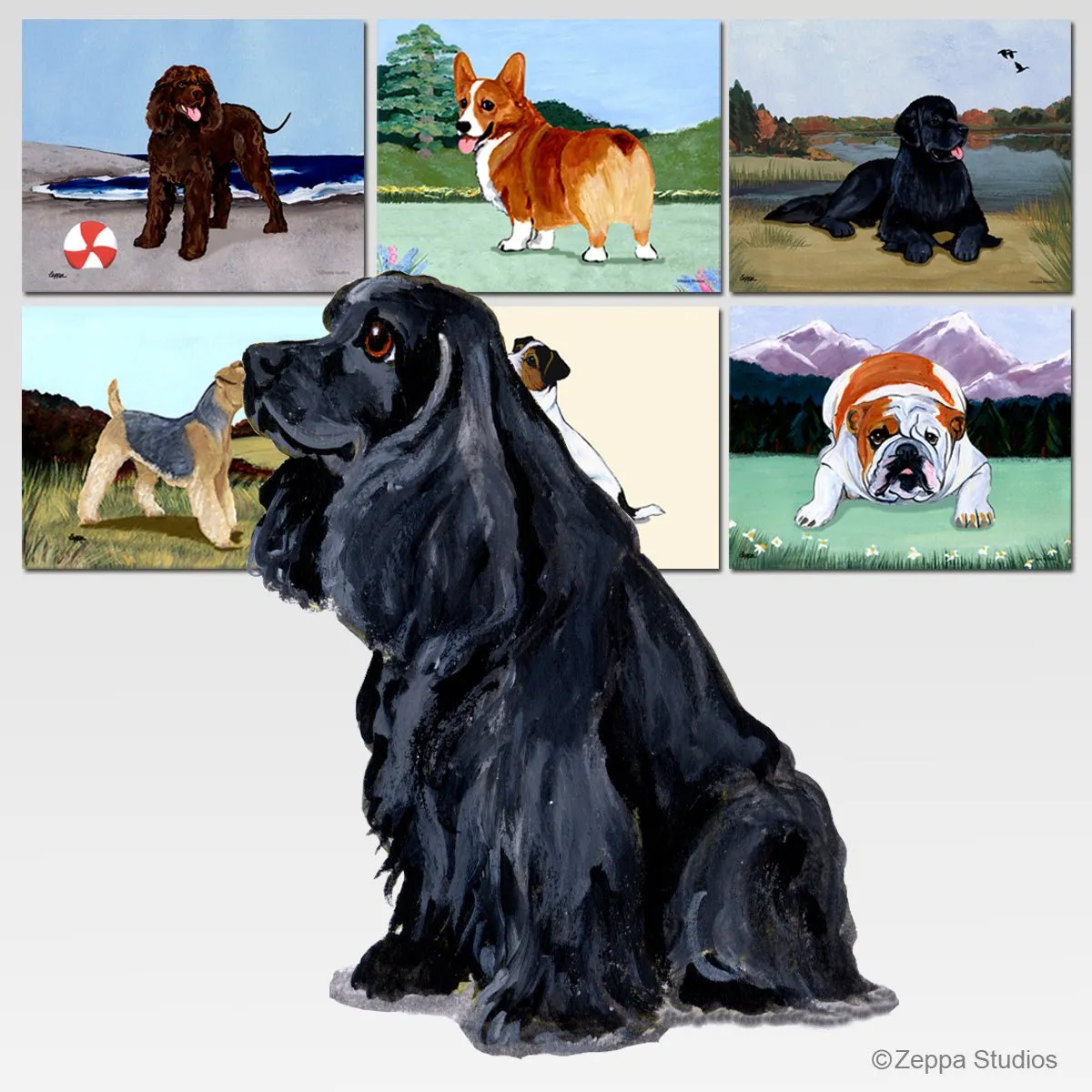 American Cocker Spaniel Scenic Cutting Board