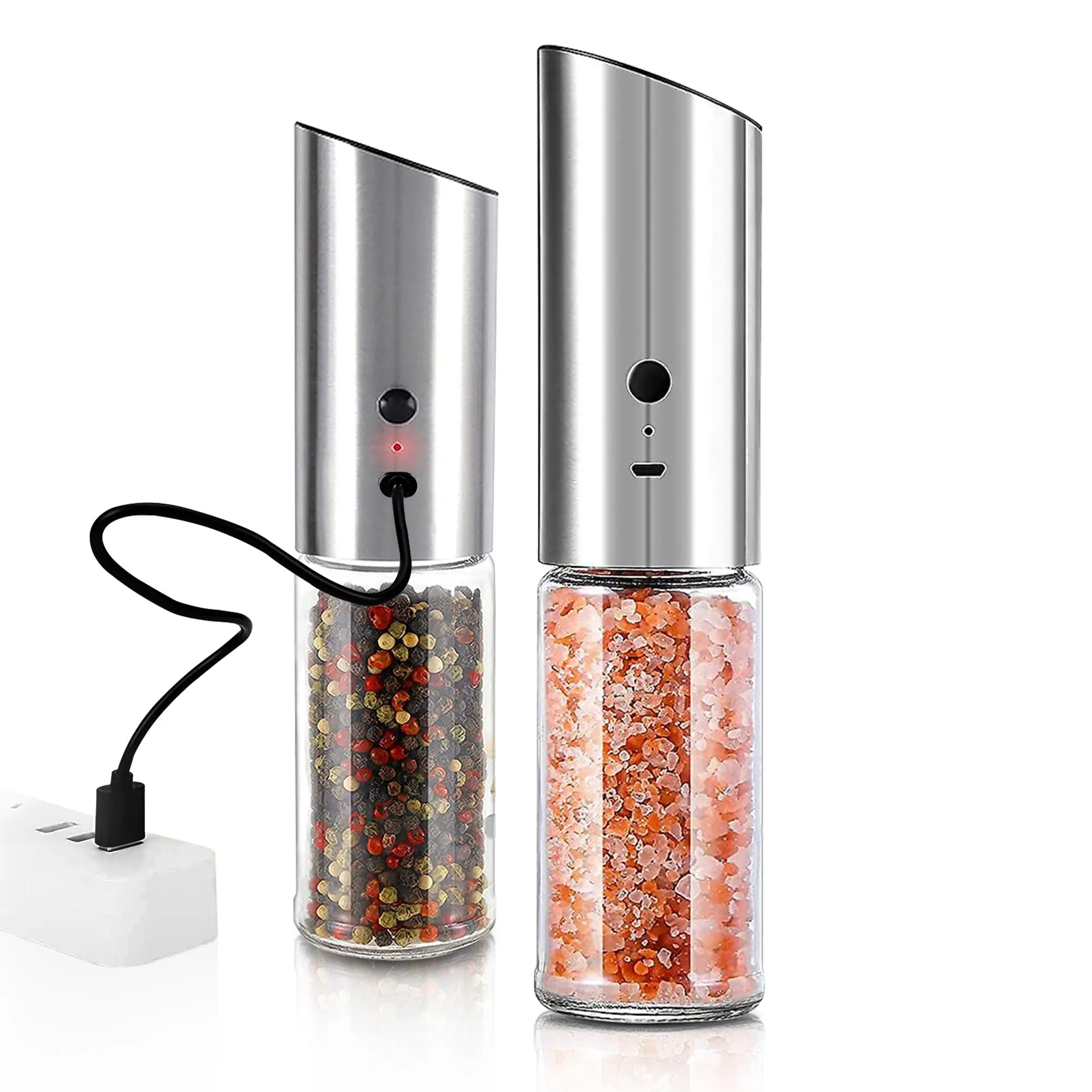 Automatic 170ml Salt and/or Pepper Grinder with LED Light and Fast Charging USB 1200mah Battery