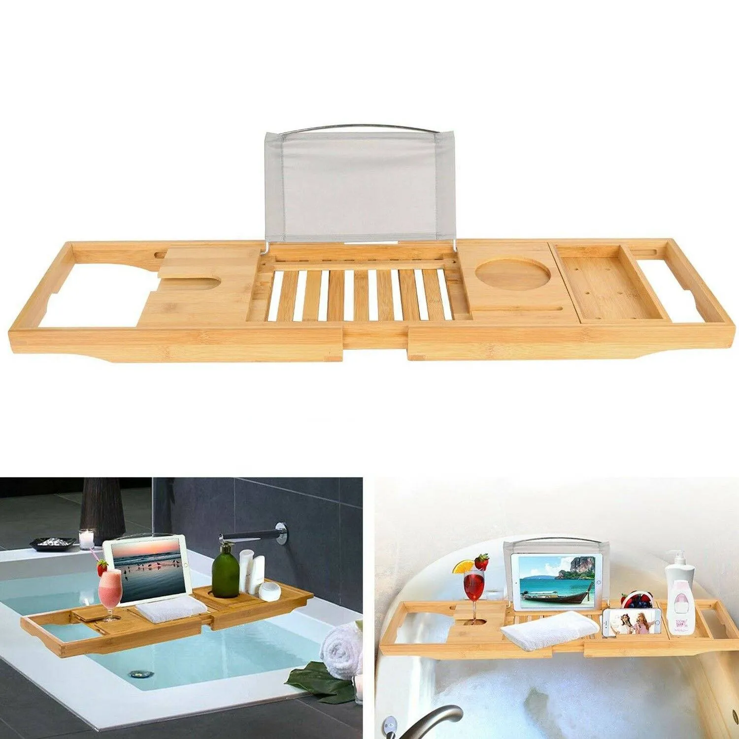 Bathtub Caddy Tray Crafted Bamboo