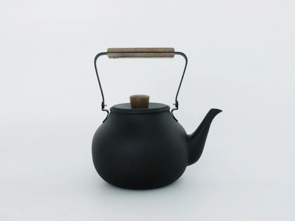 Black Textured Tea Pot by Miyazaki Seisakusho