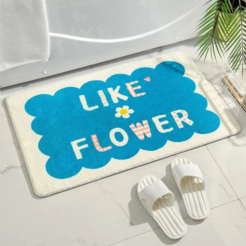 Blossom Delight: Rectangle Kawaii Floral Non-Slip Bathroom Mat