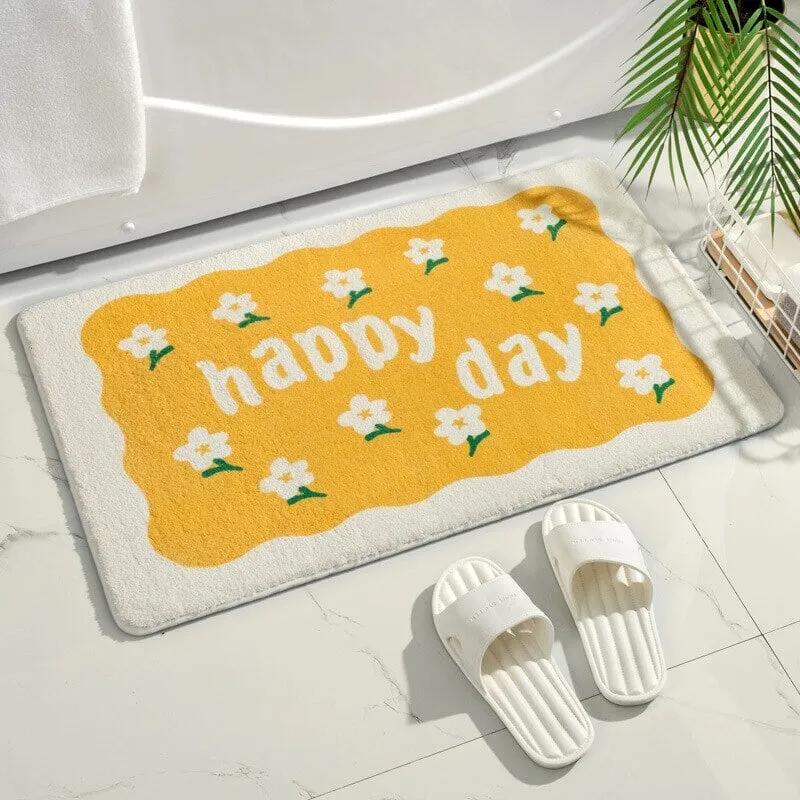 Blossom Delight: Rectangle Kawaii Floral Non-Slip Bathroom Mat