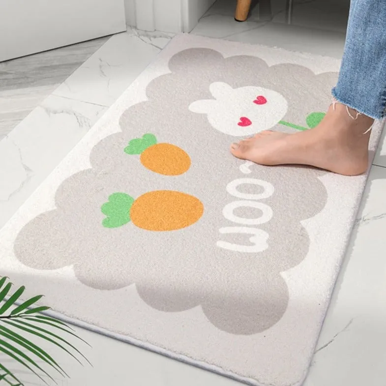 Blossom Delight: Rectangle Kawaii Floral Non-Slip Bathroom Mat