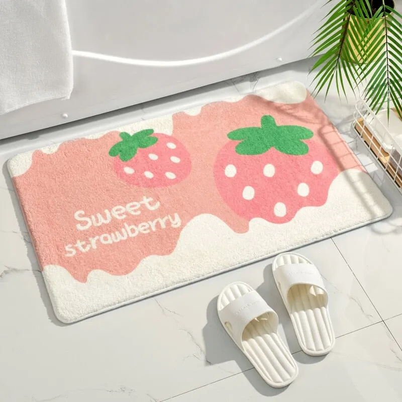 Blossom Delight: Rectangle Kawaii Floral Non-Slip Bathroom Mat