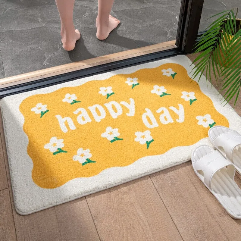 Blossom Delight: Rectangle Kawaii Floral Non-Slip Bathroom Mat