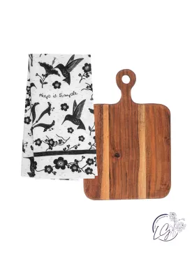 Boho Tea Towel Hummingbird W/ Cutting Board