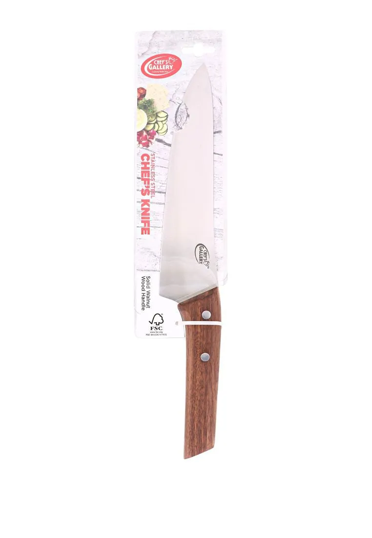 Chef's Gallery Stainless Chef Knife 8" with Solid Walnut Wooden Handle 33.5 x 4.5cm