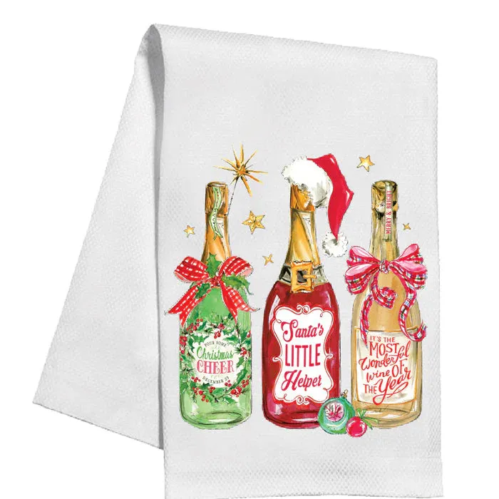 Christmas Wine Bottles Kitchen Towel