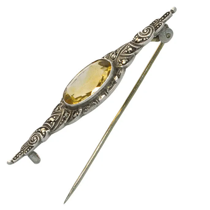 Citrine & Marcasite Stock Pin