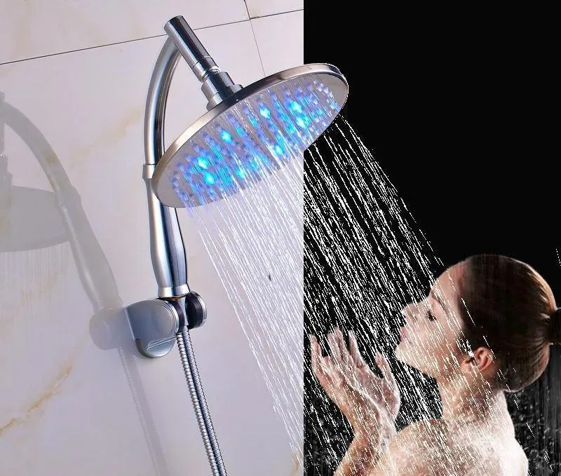 Color Changing LED Lights Shower Head and Shower Hose with Bracket