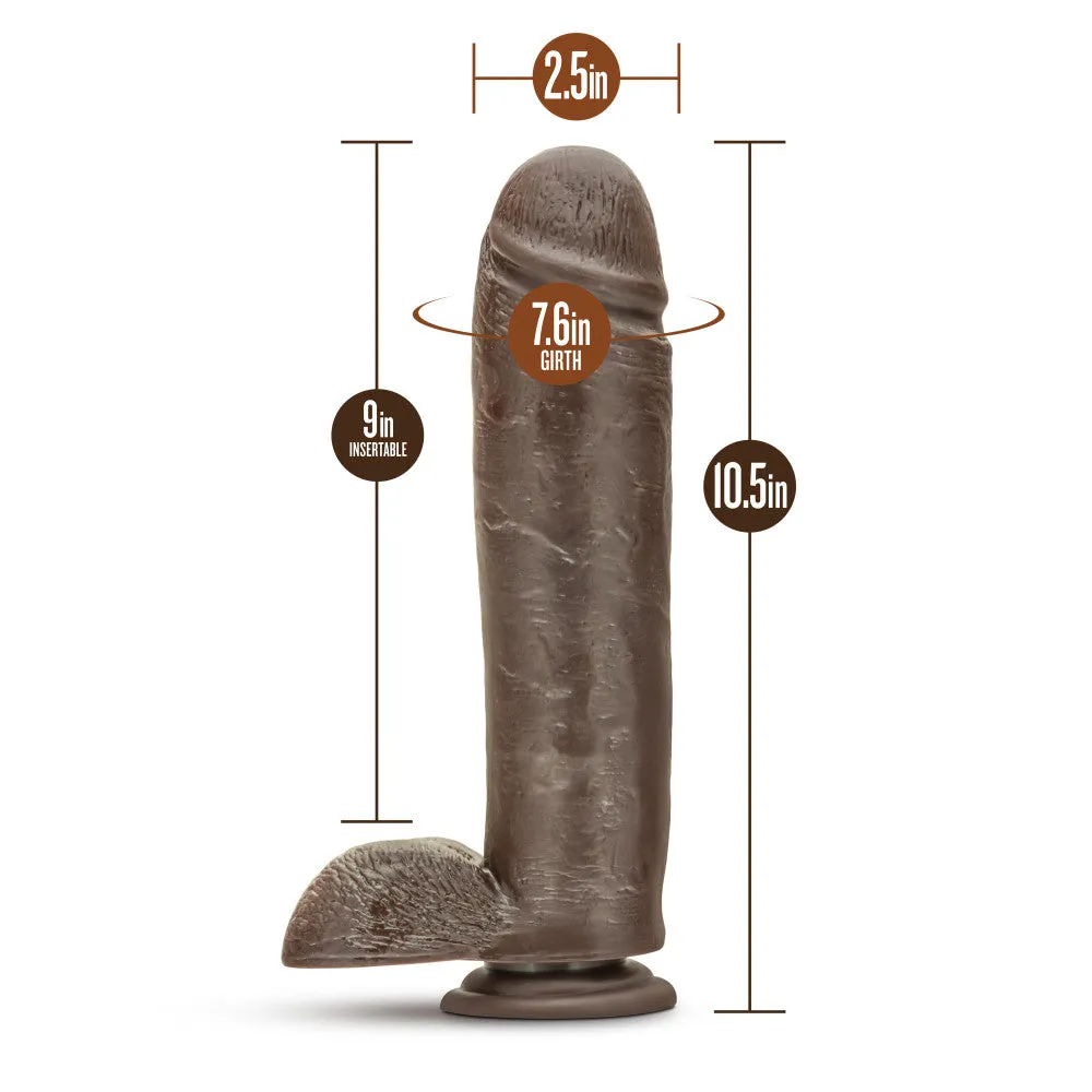 Dr. Skin By Blush® | Mr. Mister Realistic Chocolate 11-Inch Long Dildo With Balls & Suction Cup Base