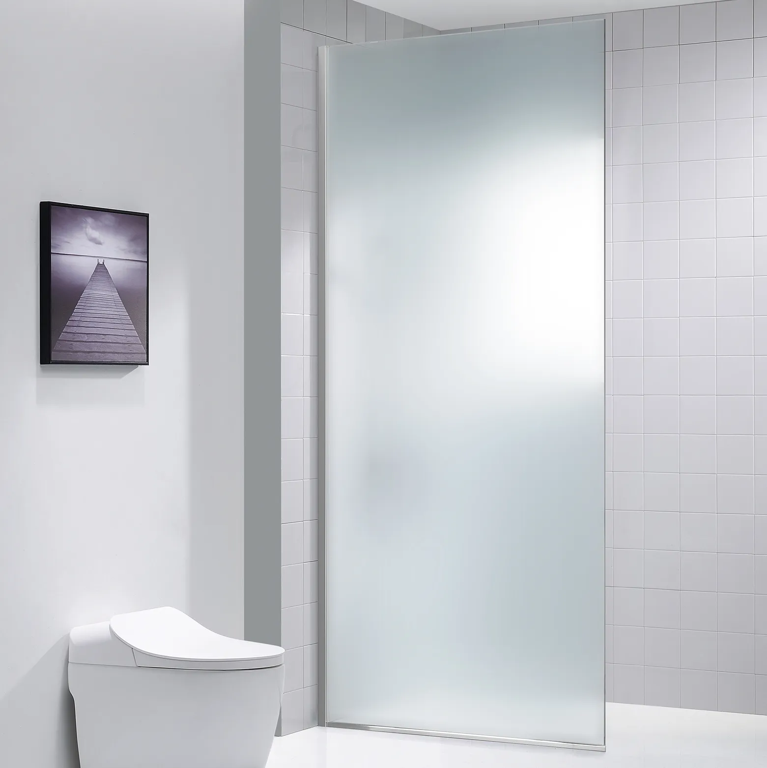 Dreamwerks 32"W x 79"H Frameless Fixed Shower Door in Chrome - Available in Clear or Frosted Glass