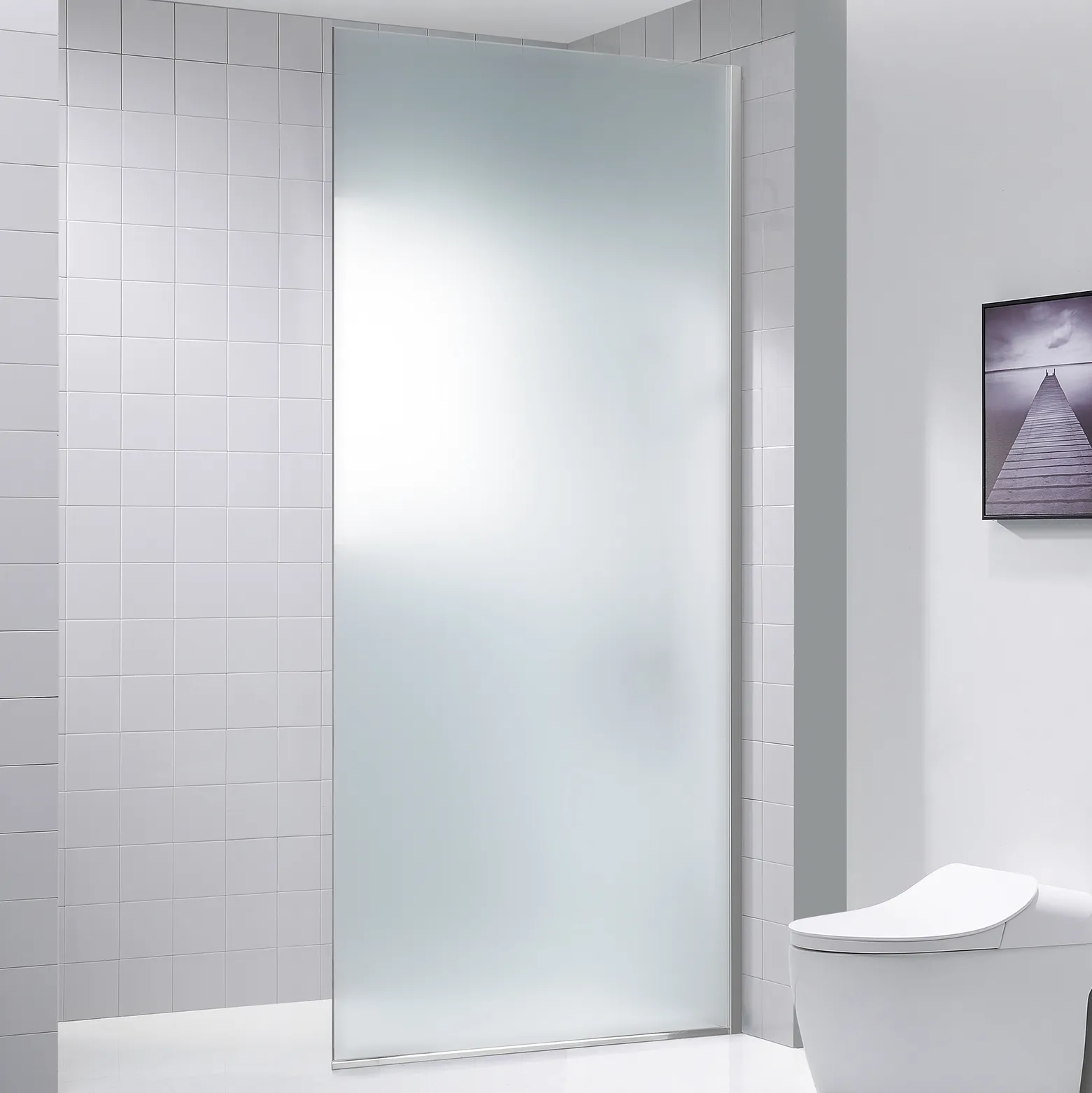 Dreamwerks 32"W x 79"H Frameless Fixed Shower Door in Chrome - Available in Clear or Frosted Glass