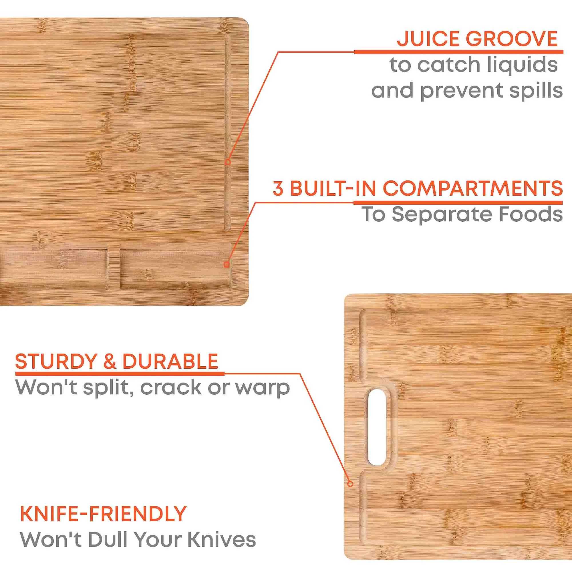 Extra Large Bamboo Cutting Board - 17x12.5 inch Wood Cutting Board