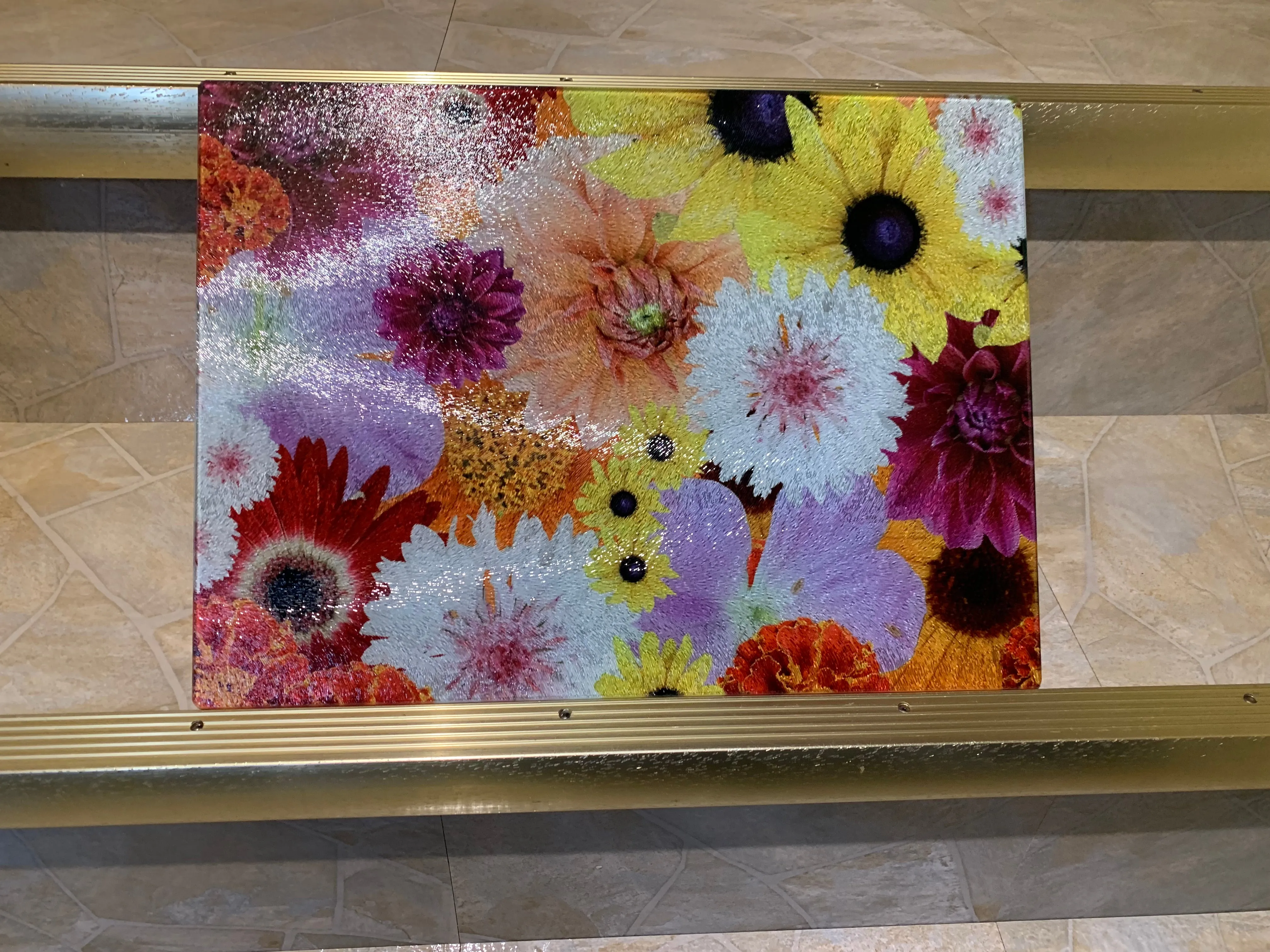 Glass Cutting Board (11x15in) Flower Fun 1