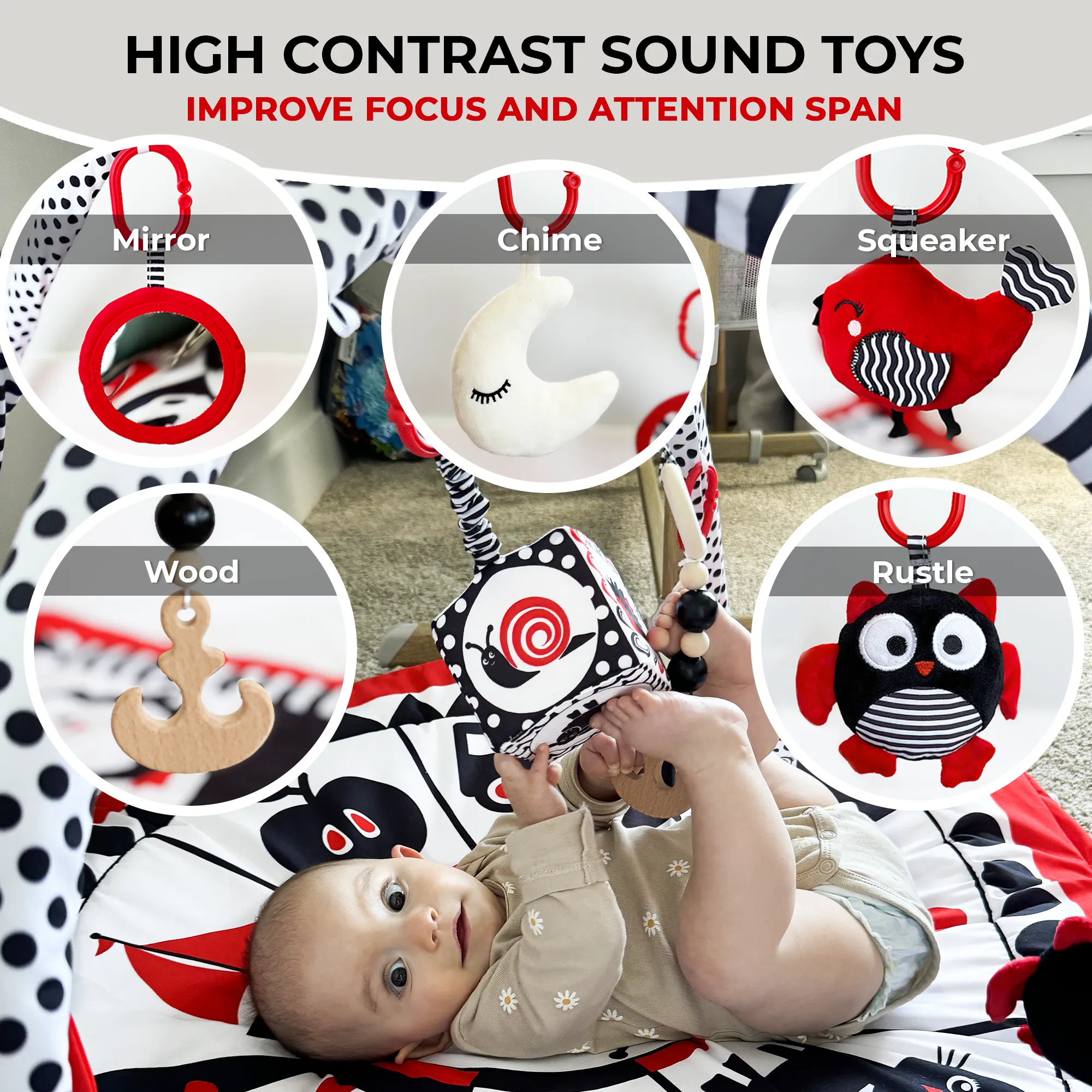 High Contrast Round Mat with Sound Toys