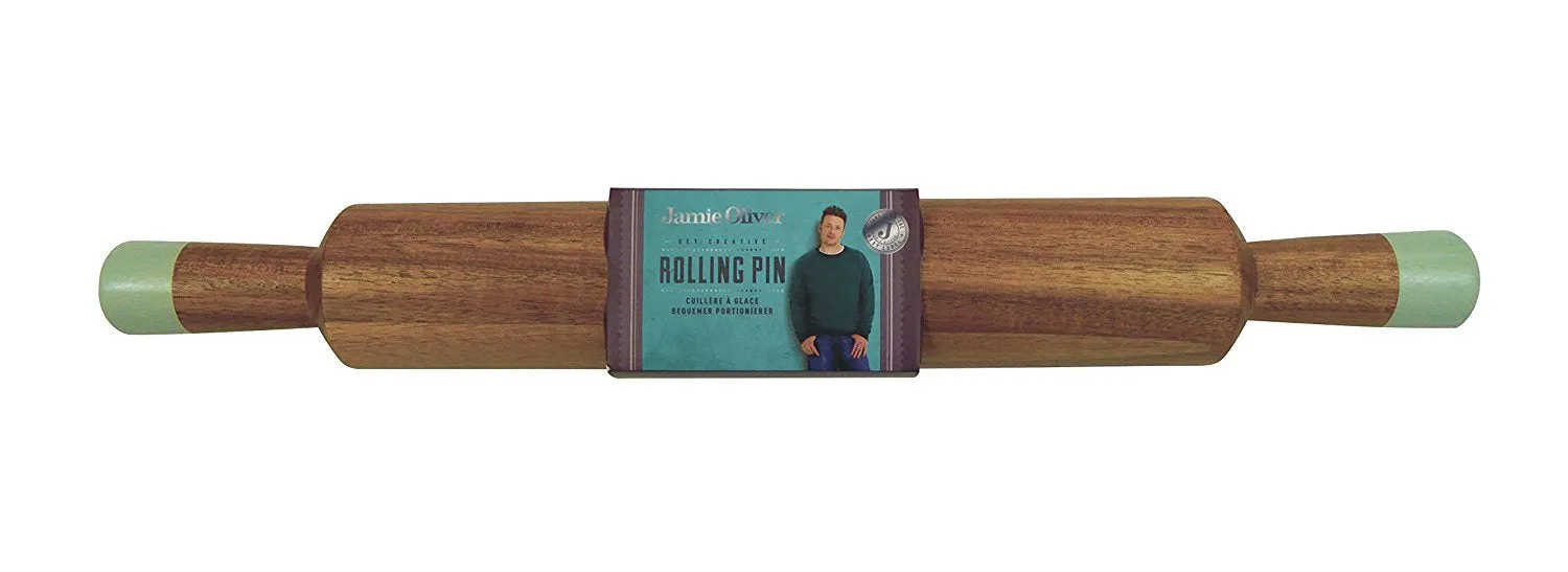 Jamie Oliver Classic Wood Rolling Pin for Baking - Large 18.5 Inch