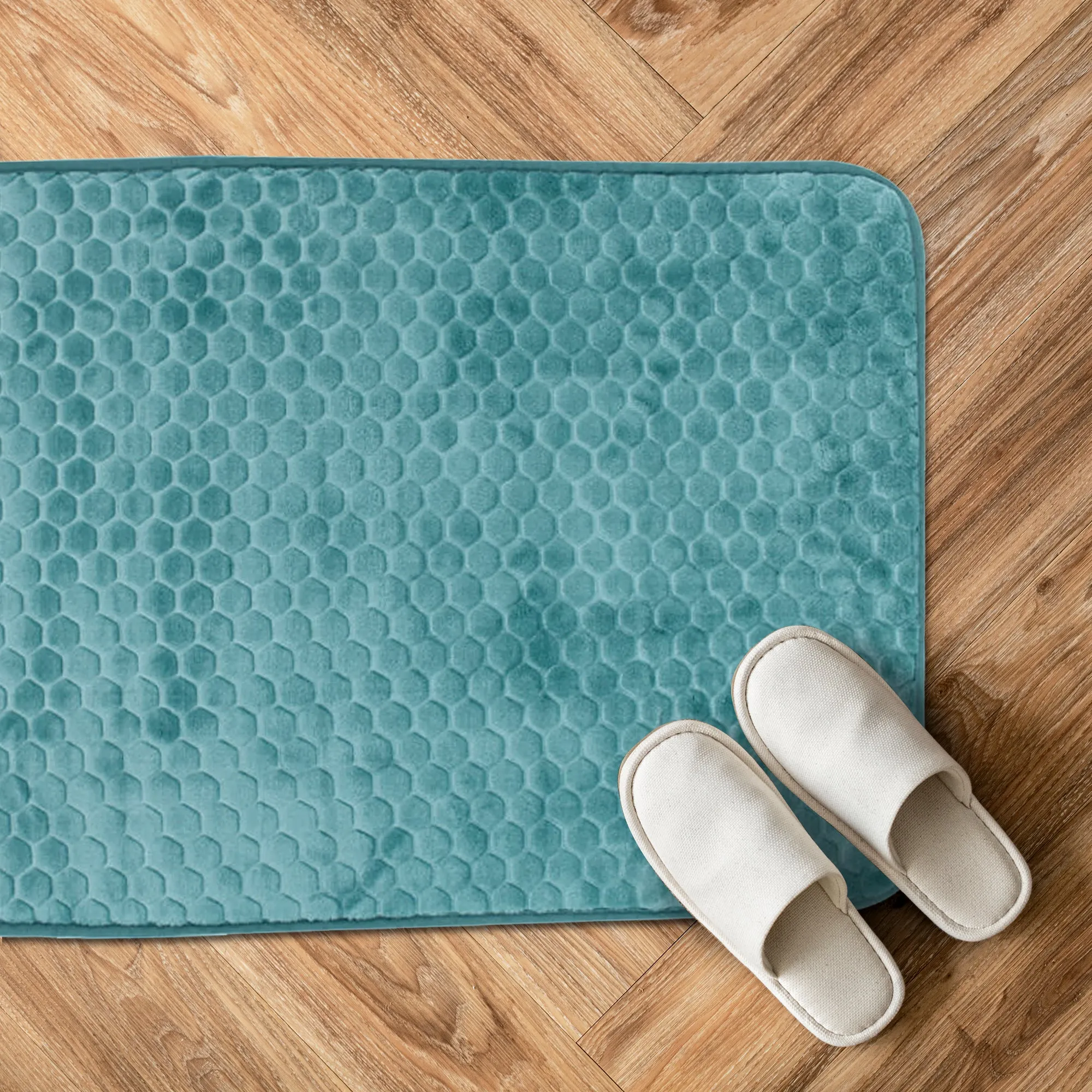 Luxury Memory Foam Cobblestone Bathmat - Teal | Cotton Home