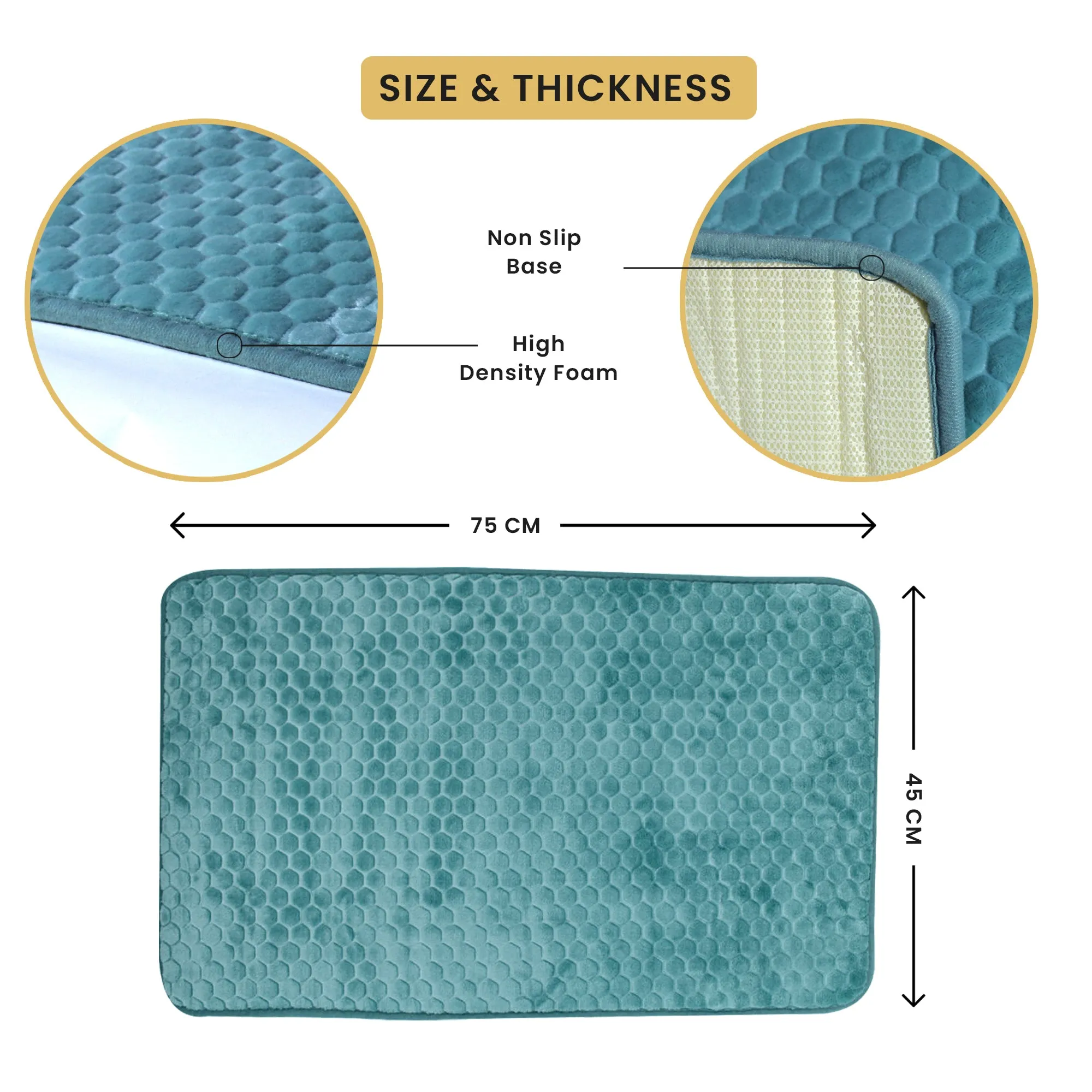 Luxury Memory Foam Cobblestone Bathmat - Teal | Cotton Home