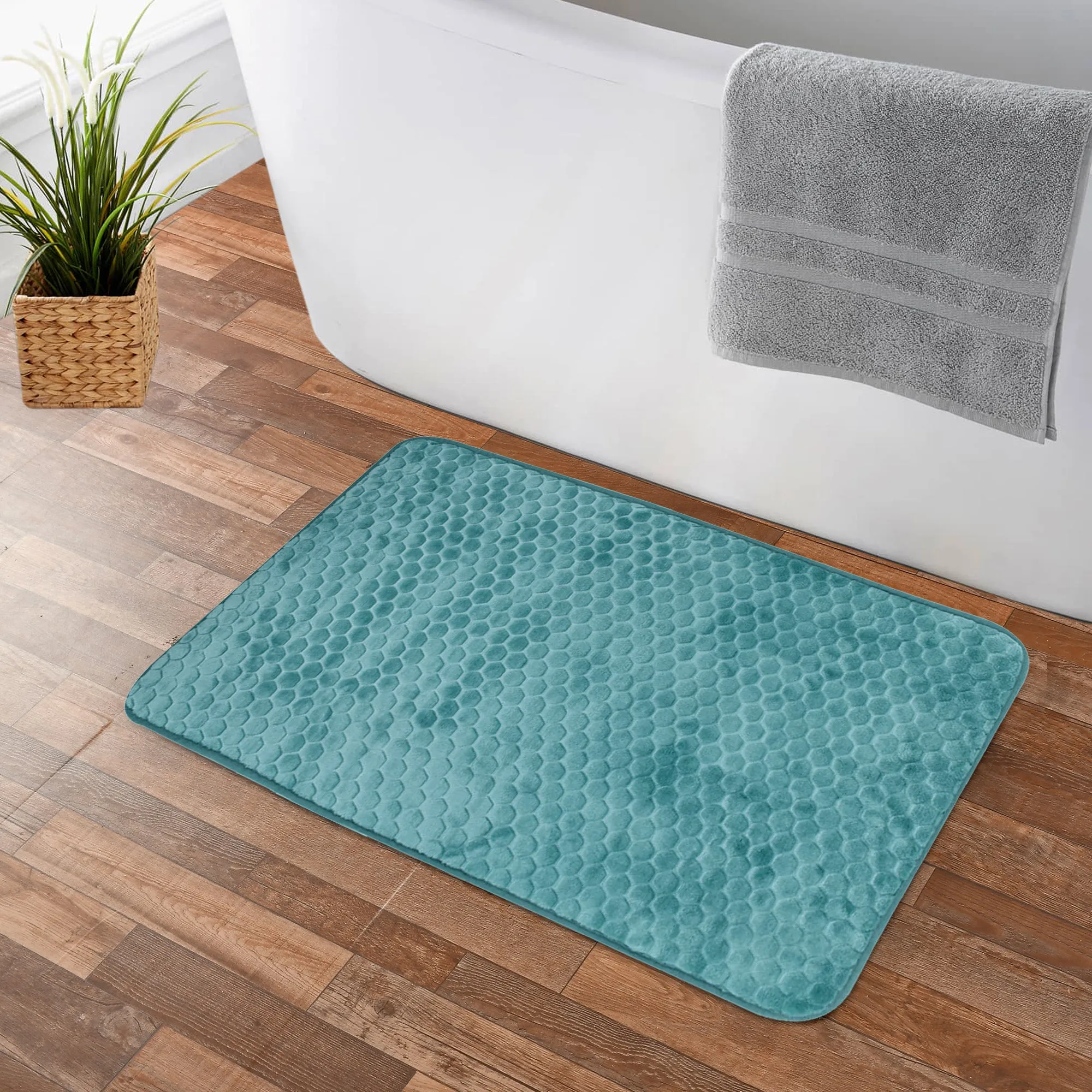 Luxury Memory Foam Cobblestone Bathmat - Teal | Cotton Home