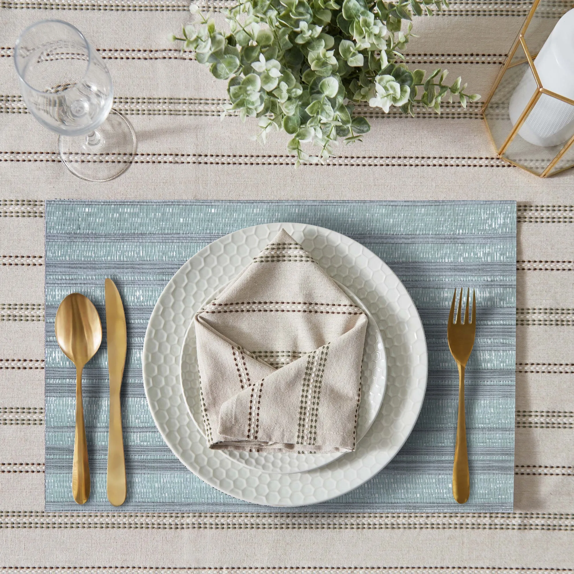 Luxury Placemat Set of 4 | Heat Resistant Placemats | Table Mats | Cotton Home - Magic Lines Mint