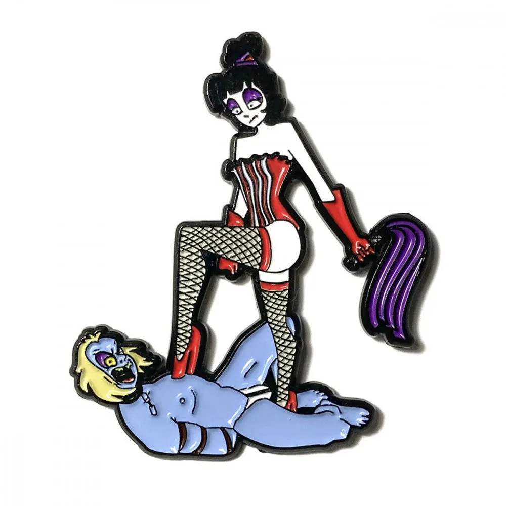 Mistress Lydia Flogging Beetlejuice Enamel Pin