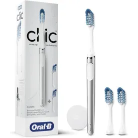 Oral-B Clic Deluxe Starter Kit, Manual Toothbrush with 3 Brush Heads & Magnetic Brush Mount